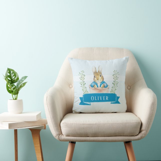 Boy Peter Rabbit Blue Custom Sierkussen (Stoel)