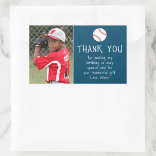 Boy Photo Baseball Ball Bedankt Verjaardag Rechthoekige Sticker