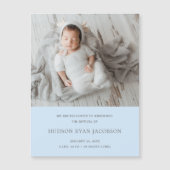 Boy Photo Blue Simple Faire-part de naissance Magn (Devant)