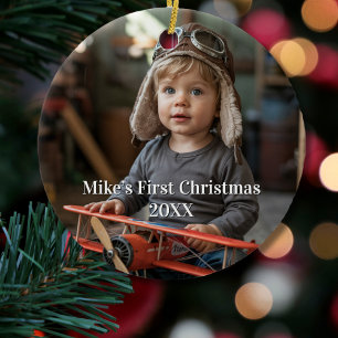 Boy Pilot Vliegtuig Luchtvaart Schattigee Foto Ker Keramisch Ornament