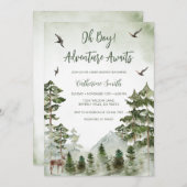 Boy Pine Tree Deer Mountain Forest Baby Shower  Kaart (Voorkant / Achterkant)