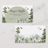 Boy Pine Tree Forest Baby shower Luier Raffle Informatiekaartje (Voorkant / Achterkant)