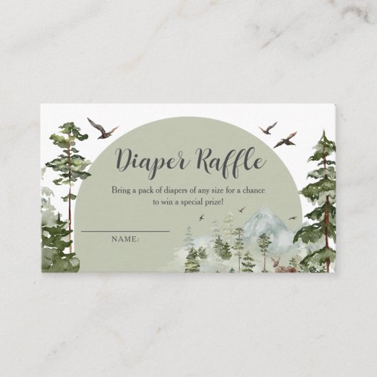 Boy Pine Tree Forest Baby shower Luier Raffle Informatiekaartje (Voorkant)