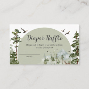 Boy Pine Tree Forest Baby shower Luier Raffle Informatiekaartje