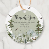 Boy Pine Tree Forest Mountain Baby shower Bedankjes Labels (Voorkant)