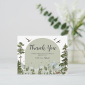 Boy Pine Tree Forest Mountain Baby shower Bedankkaart (Staand voorkant)