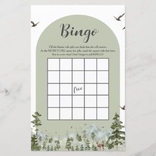Boy Pine Tree Forest Mountain Baby shower Bingo