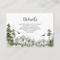 Boy Pine Tree Forest Mountain Baby shower Details