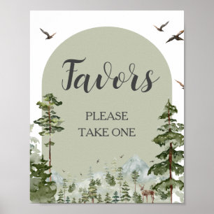 Boy Pine Tree Forest Mountain Baby shower Favoriet Poster