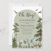 Boy Pine Tree Forest Mountain Baby shower Kaart (Voorkant)