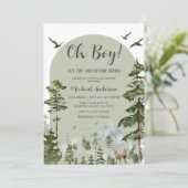 Boy Pine Tree Forest Mountain Baby shower Kaart (Staand voorkant)