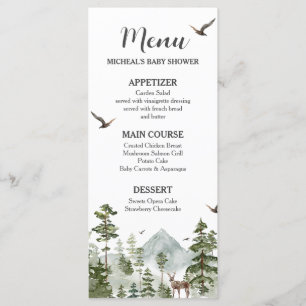 Boy Pine Tree Forest Mountain Baby shower Menu