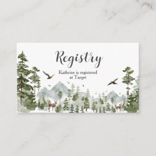 Boy Pine Tree Forest Mountain Baby shower Registry Informatiekaartje