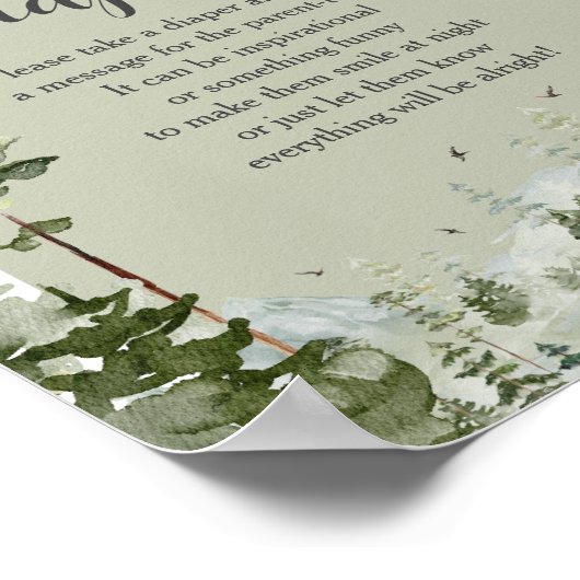 Boy Pine Tree Forest Mountain Late Night Luiers Poster (Hoek)