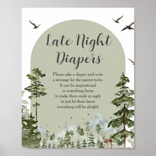 Boy Pine Tree Forest Mountain Late Night Luiers Poster (Voorkant)