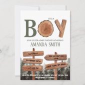 Boy Pine Trees Baby shower Kaart (Voorkant)