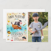 Boy Pirate Anniversaire Photo Invitation (Devant / Derrière)