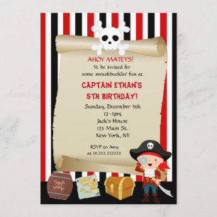 Boy Pirate Birthday Invitations Kaart