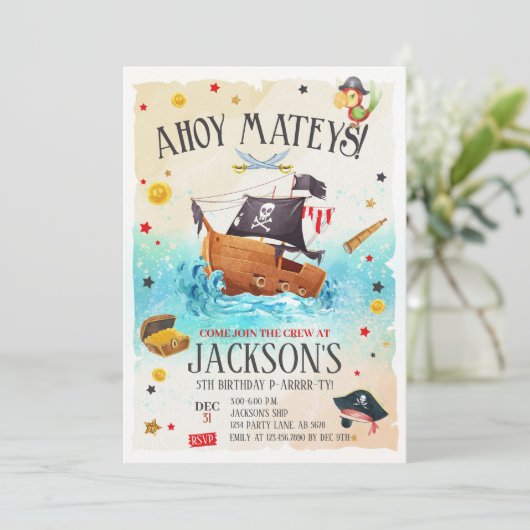 Boy Pirate Invitation Anniversaire (Debout devant)