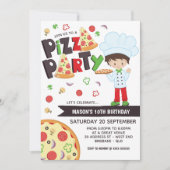 Boy Pizza Party Anniversaire Invitation (Devant)
