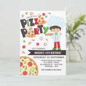 Boy Pizza Party Anniversaire Invitation (Debout devant)