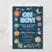 Boy Planets Outer Space Baby Shower Invitation (Devant)
