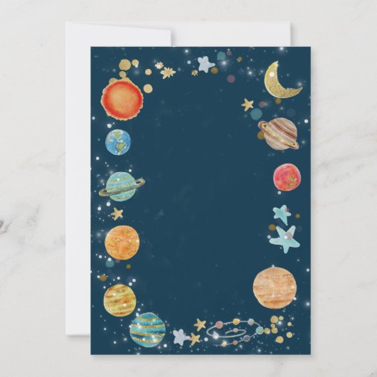 Boy Planets Outer Space Baby Shower Invitation (Dos)