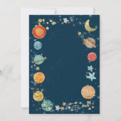 Boy Planets Outer Space Baby Shower Invitation Kaart (Achterkant)