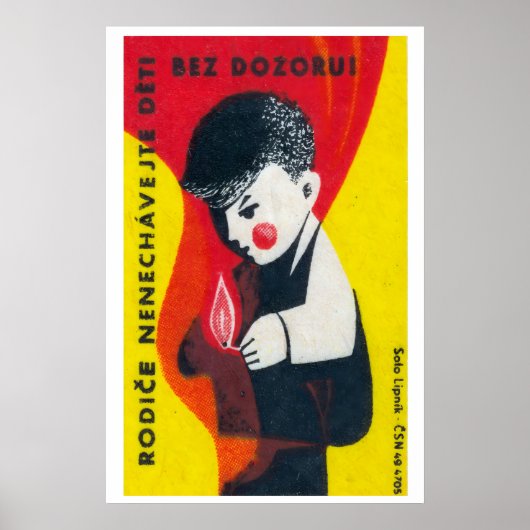 Boy Playing with Matches - Matchbox Print - Czech (Voorkant)