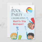 Boy Pool Invitation de fête d'anniversaire (Devant)