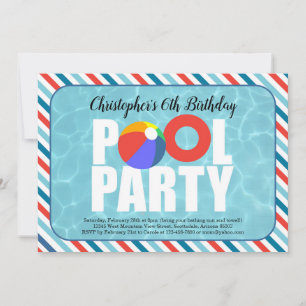 Boy Pool Party Anniversaire de fête Invitation