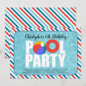 Boy Pool Party Anniversaire de fête Invitation (Devant / Derrière)