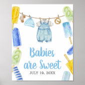 Boy Popsicle Baby shower Baby's zijn zoet Poster (Voorkant)