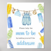 Boy Popsicle Baby shower Envelope Station Poster (Voorkant)