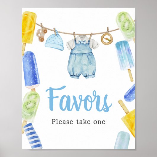 Boy Popsicle Baby shower Favors Poster (Voorkant)