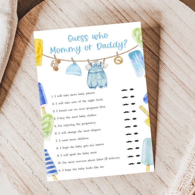 Boy Popsicle Baby Shower Guess Who Game (Ready to Pop Popsicle Baby Shower Game)
