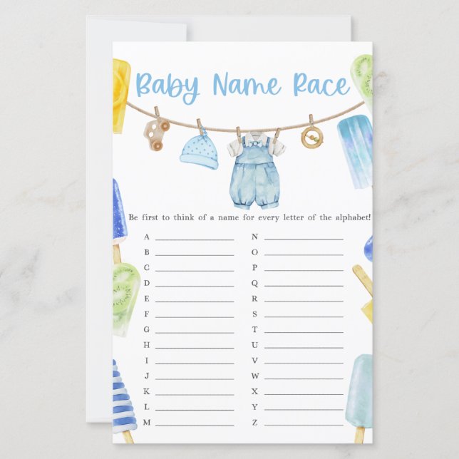 Boy Popsicle Baby Shower How Big Is Game (Voorkant)