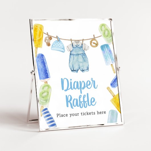 Boy Popsicle Baby shower Luier Raffle Poster
