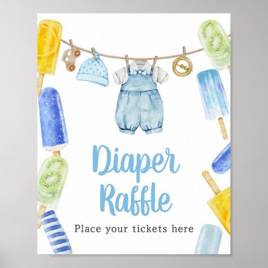 Boy Popsicle Baby shower Luier Raffle Poster (Voorkant)