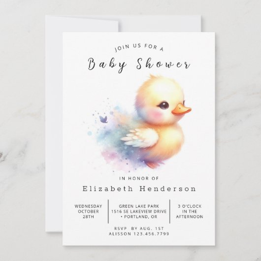 Boy Printable Duck Baby shower Kaart (Voorkant)