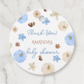 Boy Pumpkin Blue Baby shower dank u Bedankjes Labels (Voorkant)