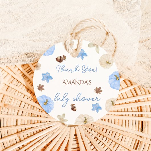 Boy Pumpkin Blue Baby shower dank u Bedankjes Labels