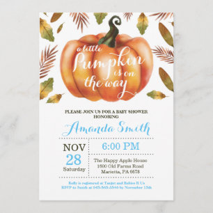 Boy Pumpkin Herfst Baby shower Uitnodiging