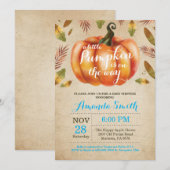 Boy Pumpkin Herfst Baby shower Uitnodiging Rustiek (Voorkant / Achterkant)