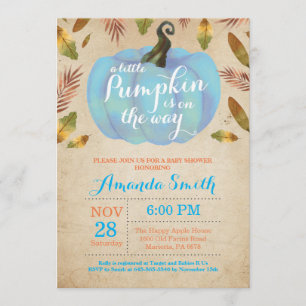 Boy Pumpkin Herfst Baby shower Uitnodiging Vintage
