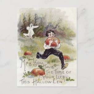 Boy Pumpkin Patch Spookkostuum Briefkaart