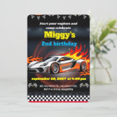 Boy Race Auto Hot Wheels Uitnodigingen Verjaardag (Staand voorkant)