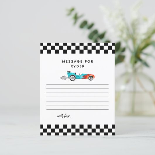 Boy Race Car Birthday Party Time Capsule Note Card (Staand voorkant)