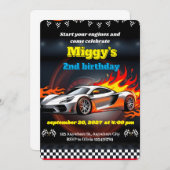 Boy Race Car Hot Wheels Invitations Anniversaire (Devant / Derrière)