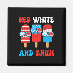 Boy Red White Bruh 4 juli-shirt Popsicle USA FLA Magneet